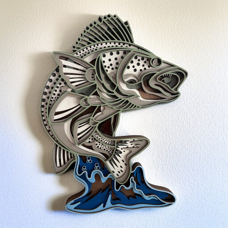 Layered Wood Fish Out of Water - Wall Decor
