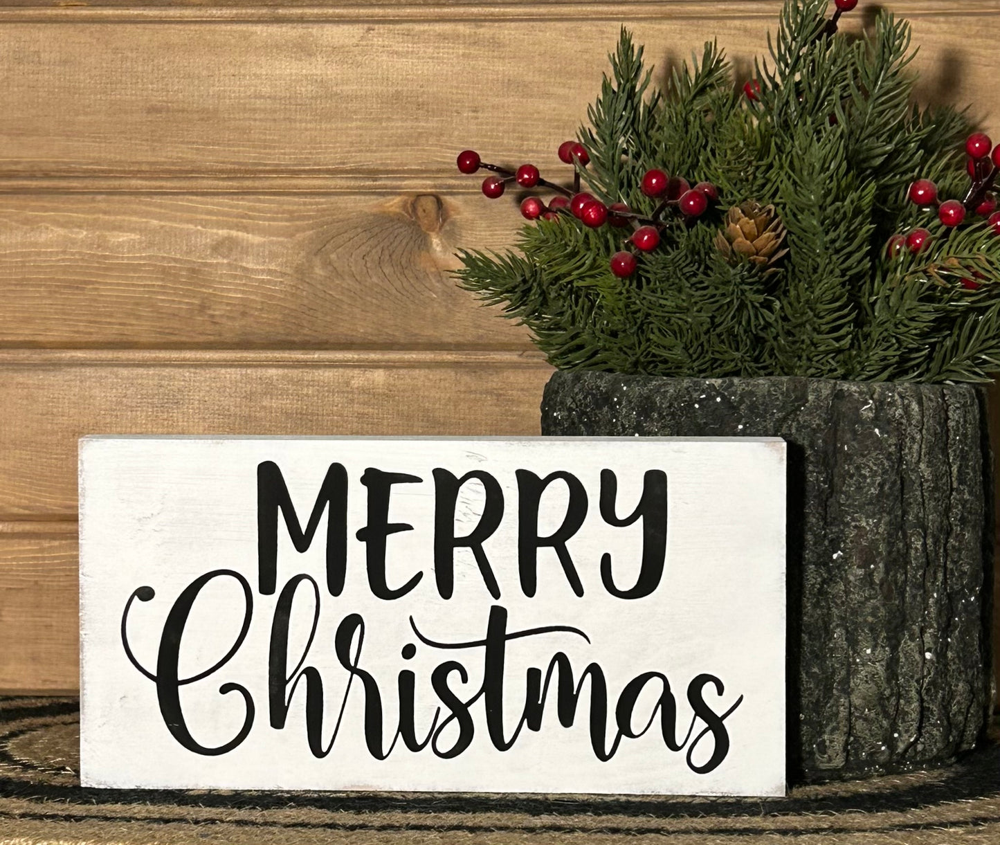Merry Christmas - Holiday Wood Shelf Sitter