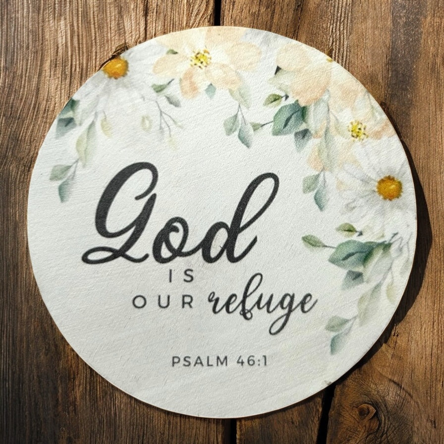 God is Our Refuge - Wood Faith Based Scripture Magnet