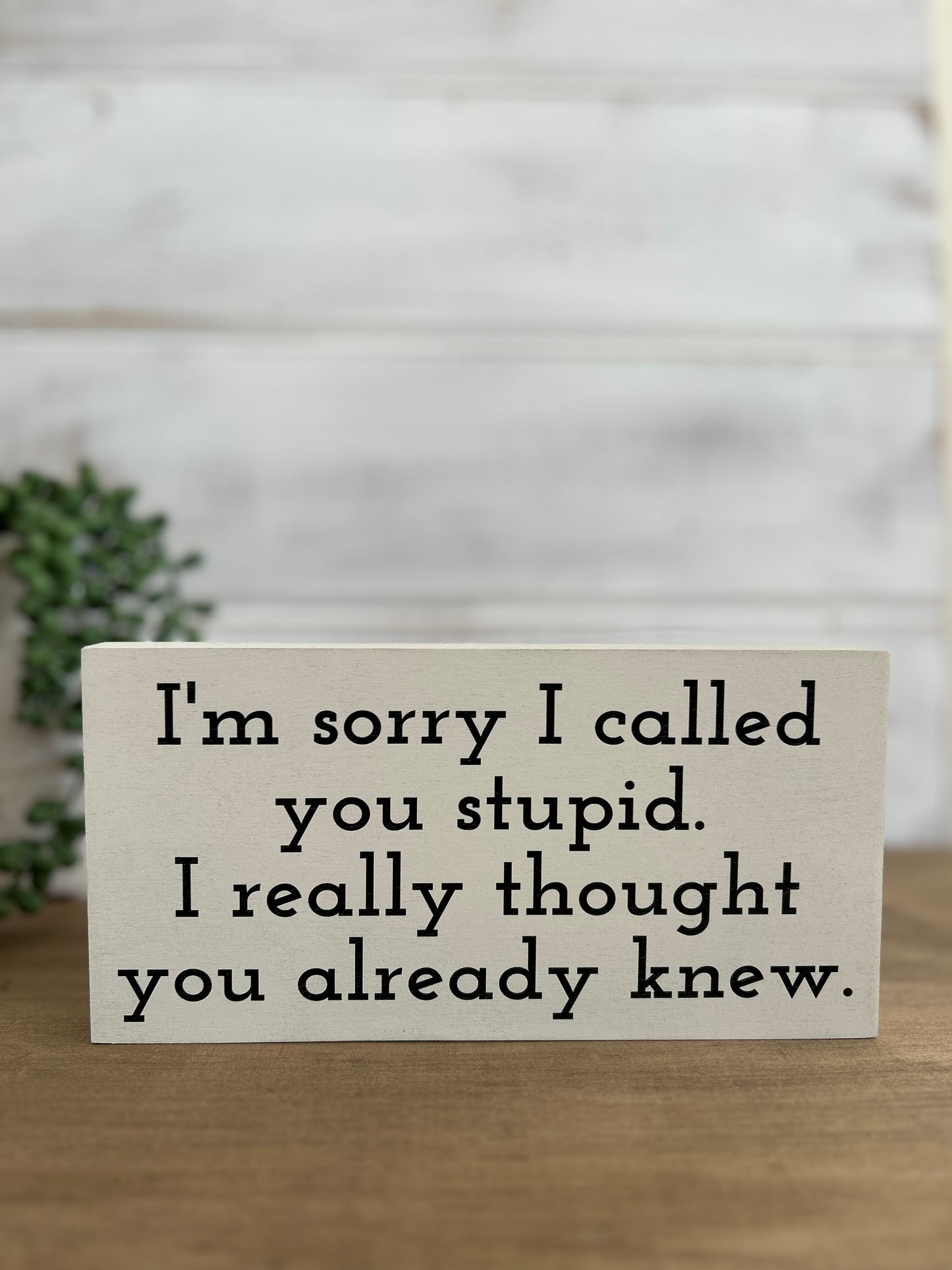 I’m Sorry I Called You Stupid - Funny Rustic Wood Sign