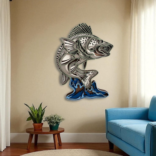 Layered Wood Fish Out of Water - Wall Decor
