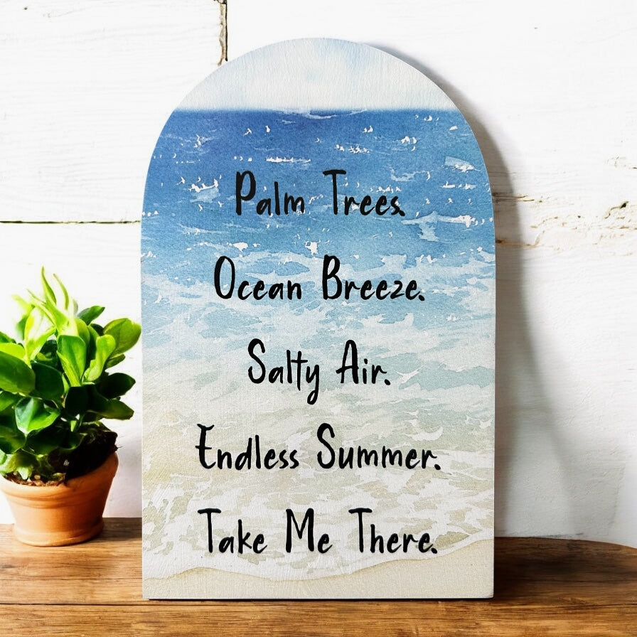Beach Scene - Printed Wood Arch - Everyday Coastal Décor
