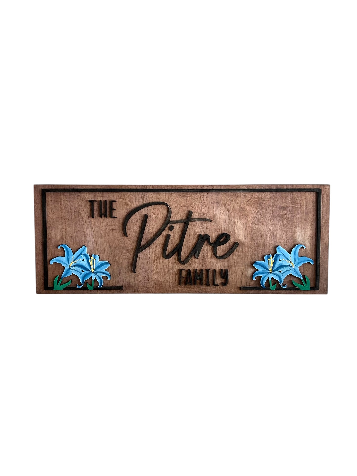 Customized Family Name Wood Sign- Painted Florals