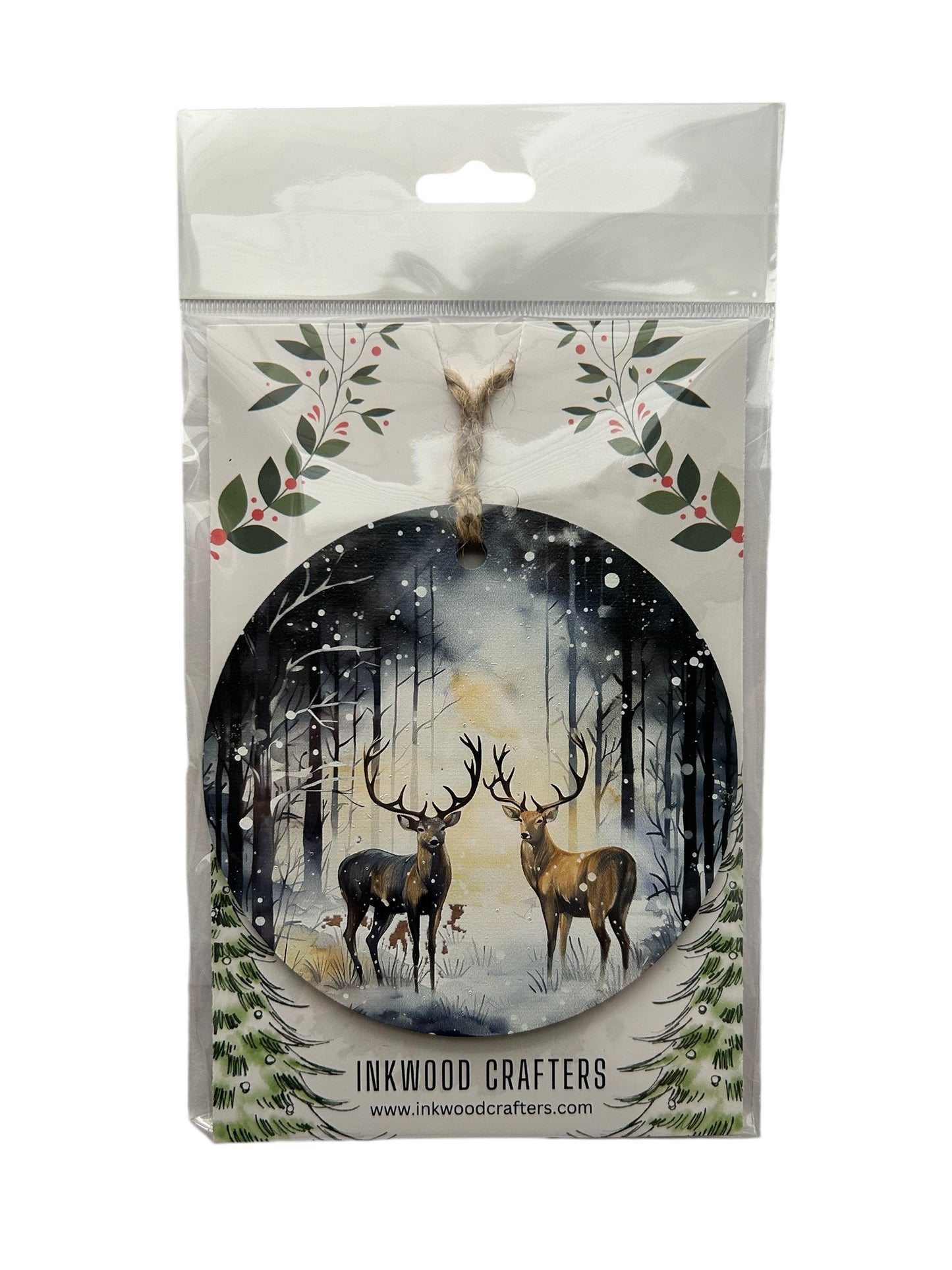 Winter Deer - Wood Holiday Ornament