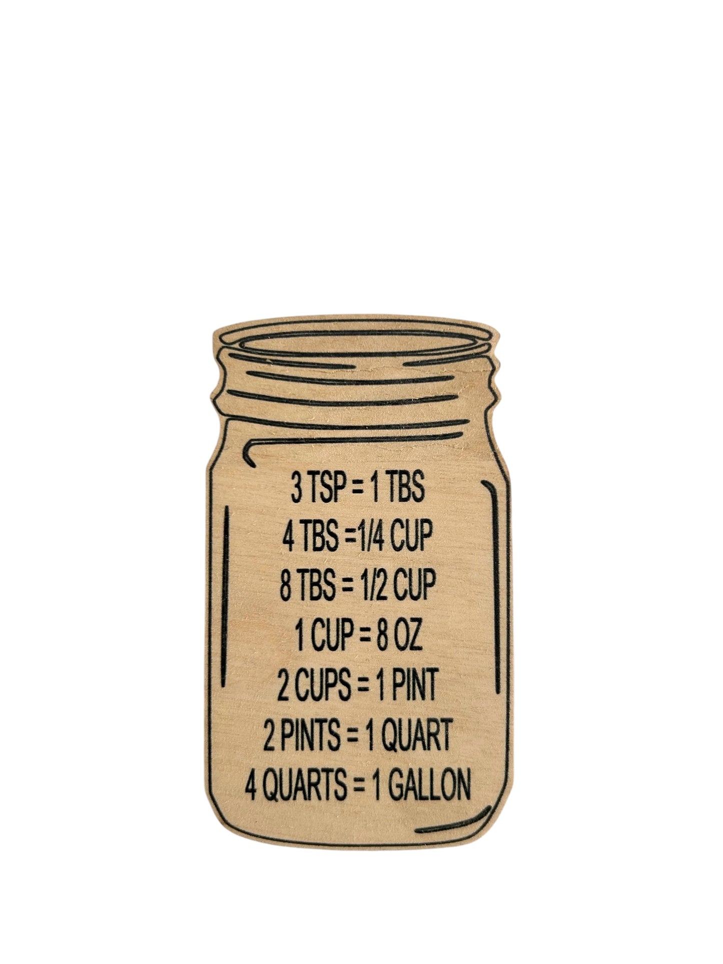 Mason Jar Kitchen Measurements Conversion Chart-Wood Magnet