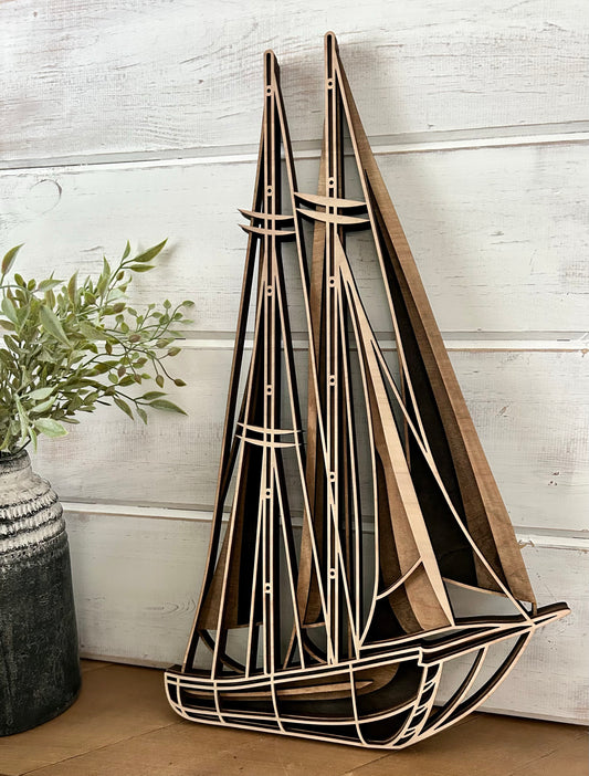 Wood boat decoration