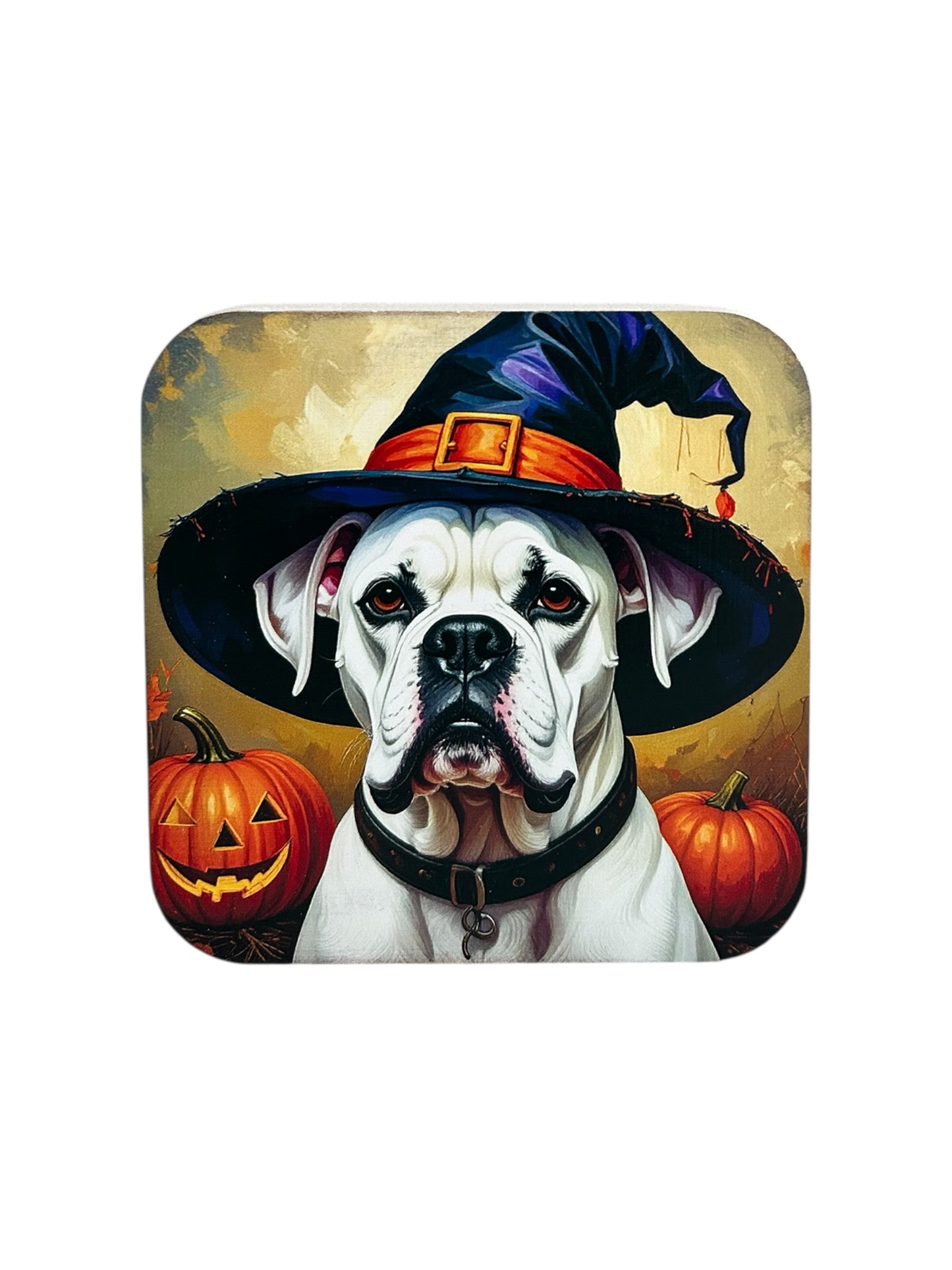 Dog Witch White- Halloween 2025 Fall Decor Rustic Wood Sign