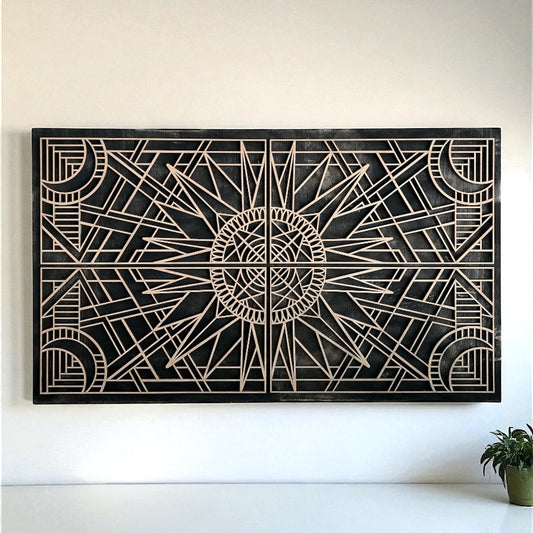 Sunburst  & Moon Boho Layered Wood Sign