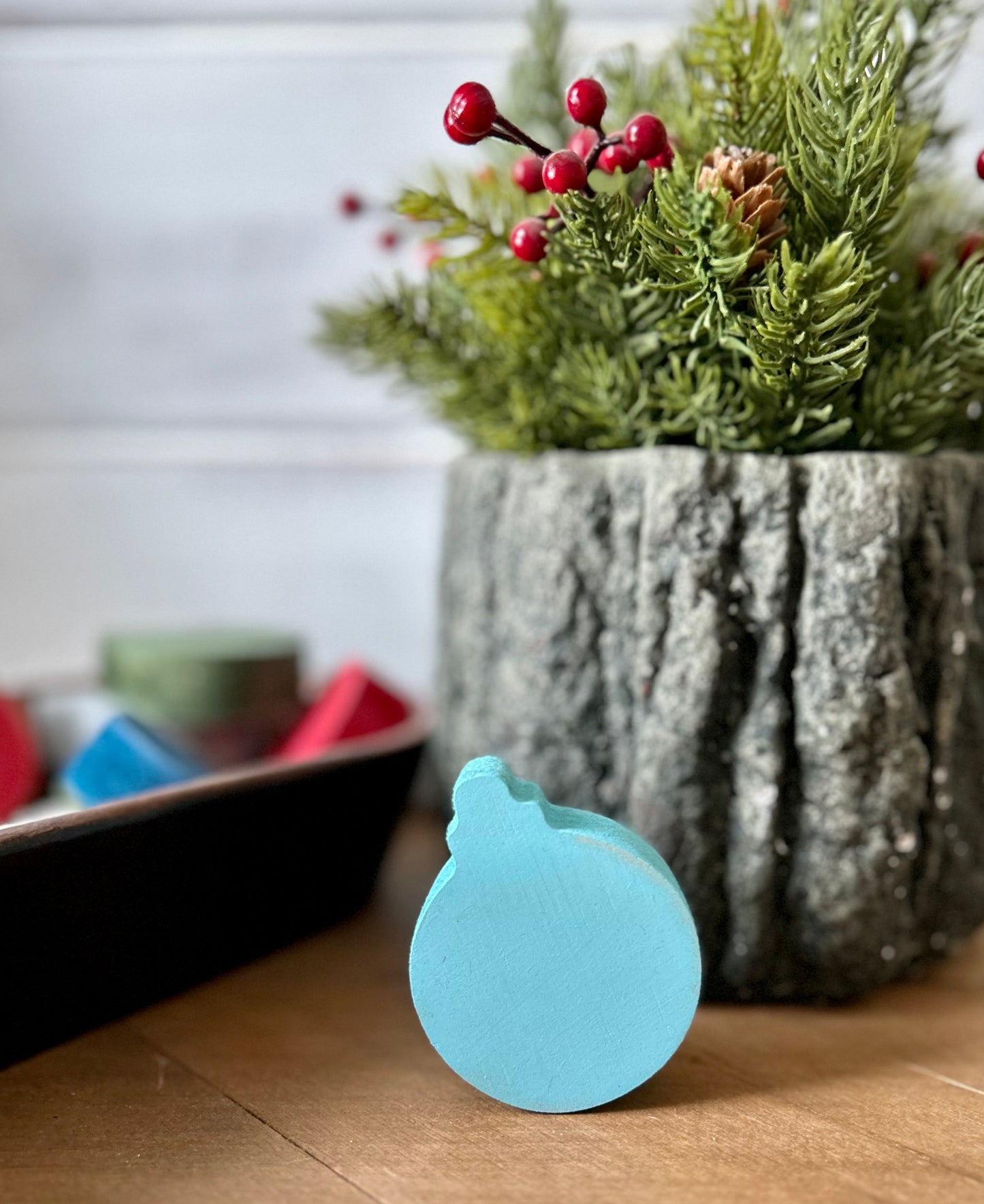 small round wood ornament