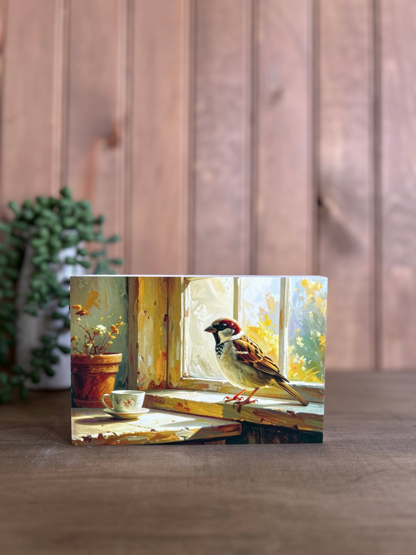 Bird for Tea - Rustic Animal Spring Decor Wood Sign