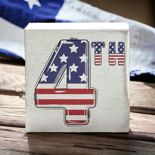 4th - Patriotic July 4th Rustic Wood Mini Sign