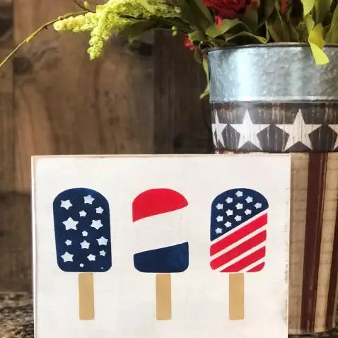 Fourth of July Popsicles - Rustic Wood Sign