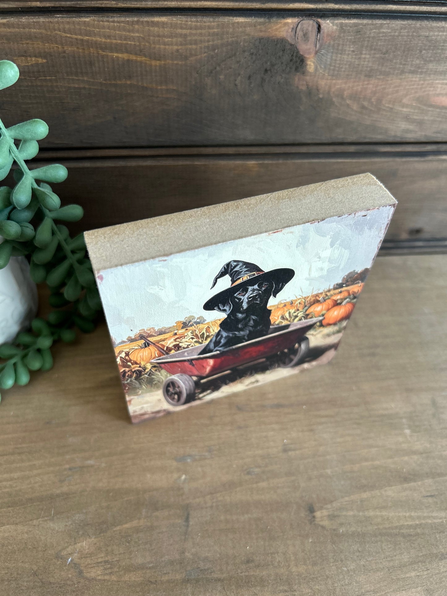 Halloween Black Lab Dog Wood Sign - Fall Pet Home Decor