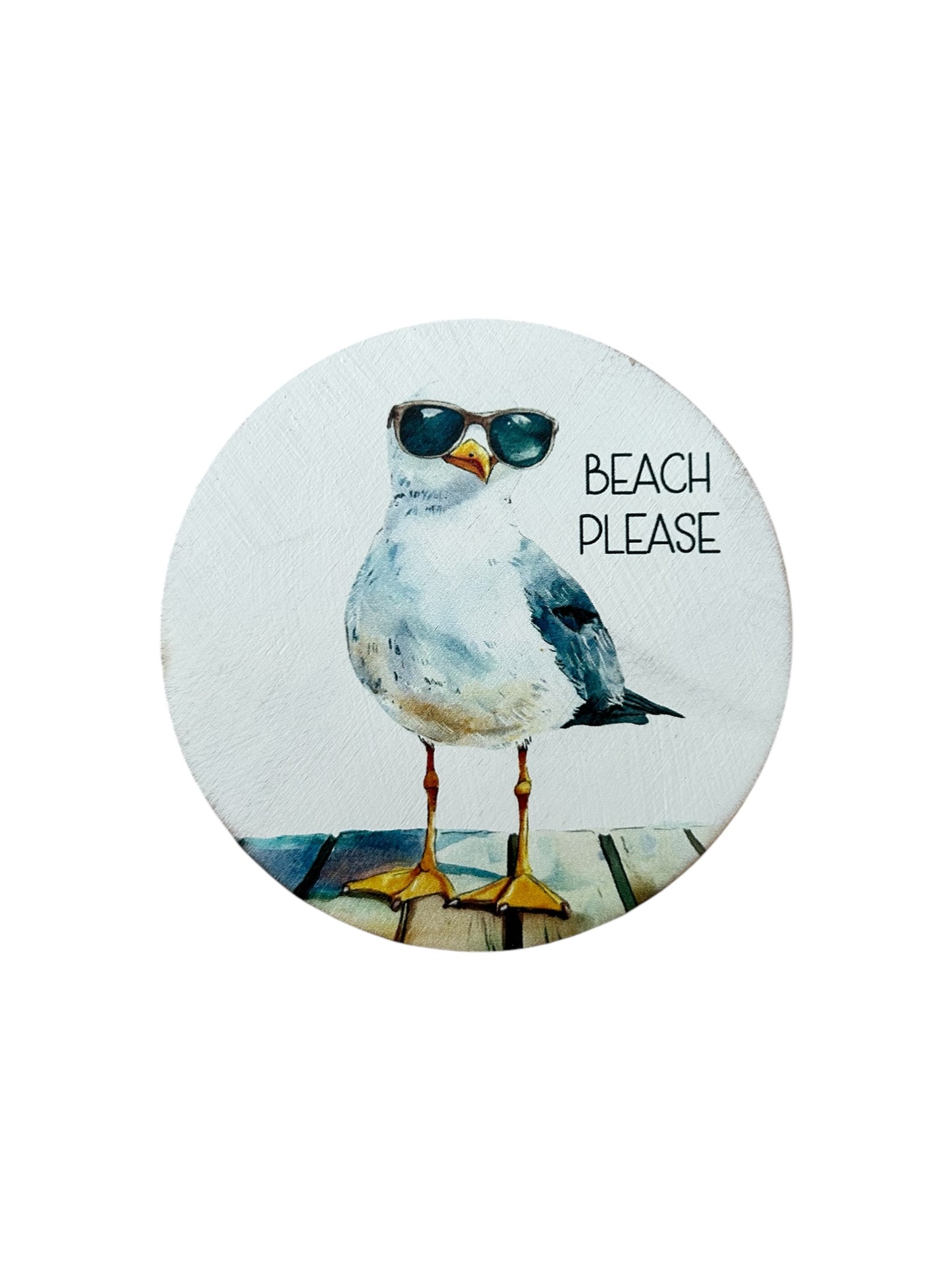 Beach Please - Funny Home Decor Wood Coastal Magnet