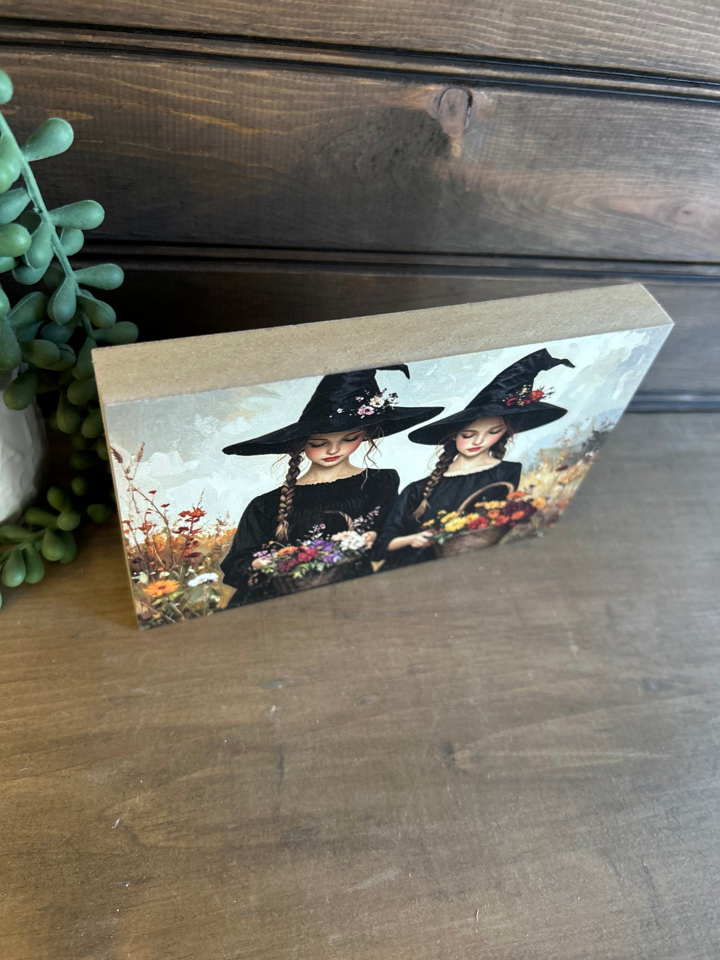 Witch Sisters - Fall/Halloween Decor Rustic Wood Sign