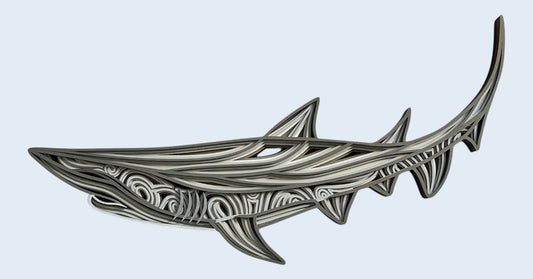 Layered Wood Sea Shark - Wall Decor