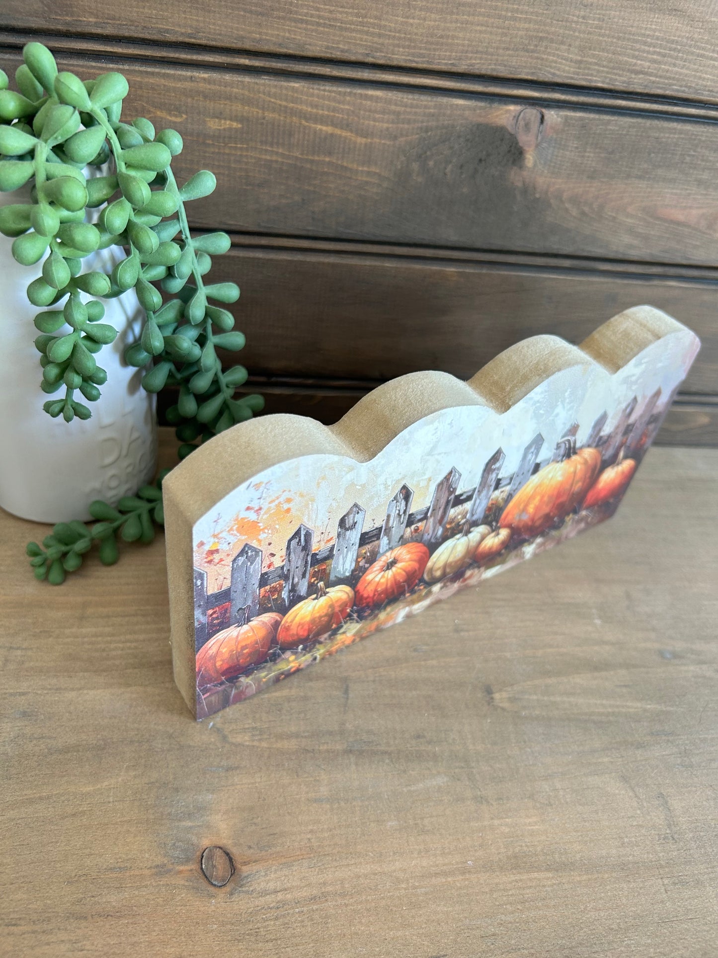 Pumpkin Patch - Fall/Autumn Decor Scalloped Wood Sign