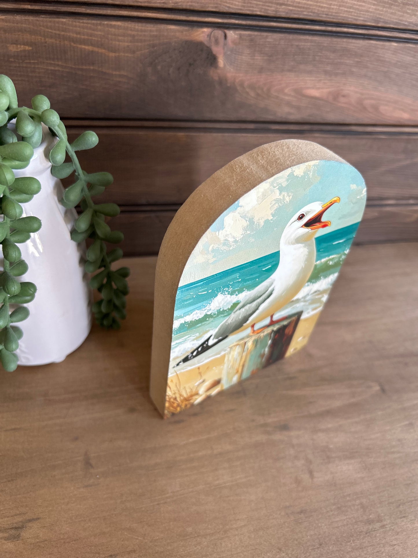 Seagull Singing Wood Arch- Coastal Decoration Decor