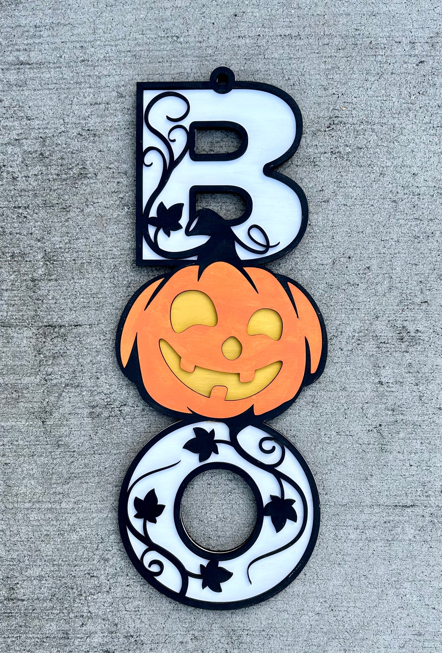 Boo Pumpkin Wood Door Hanger