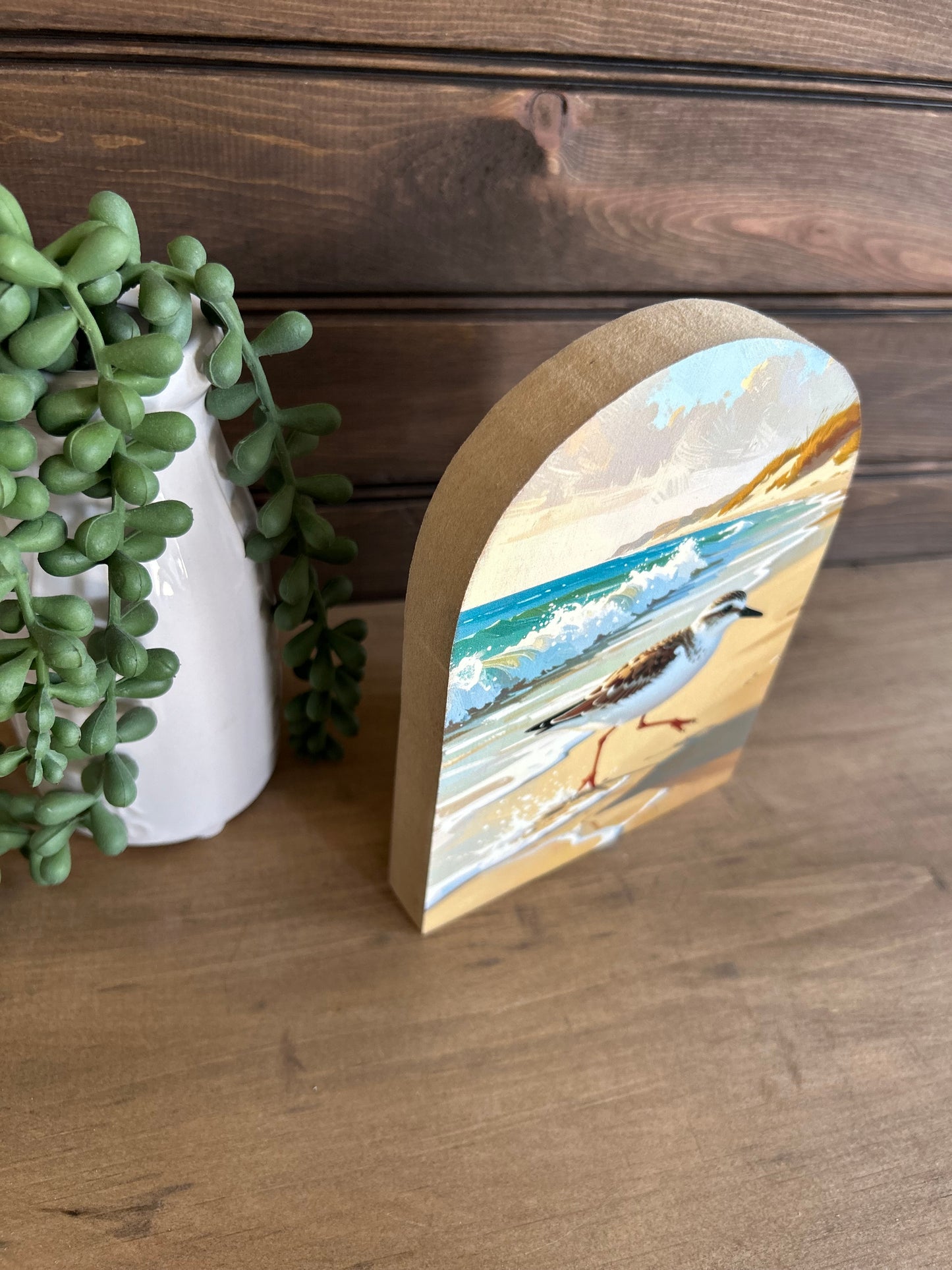 Sandpiper on the Beach Wood Arch- Coastal Decoration Decor