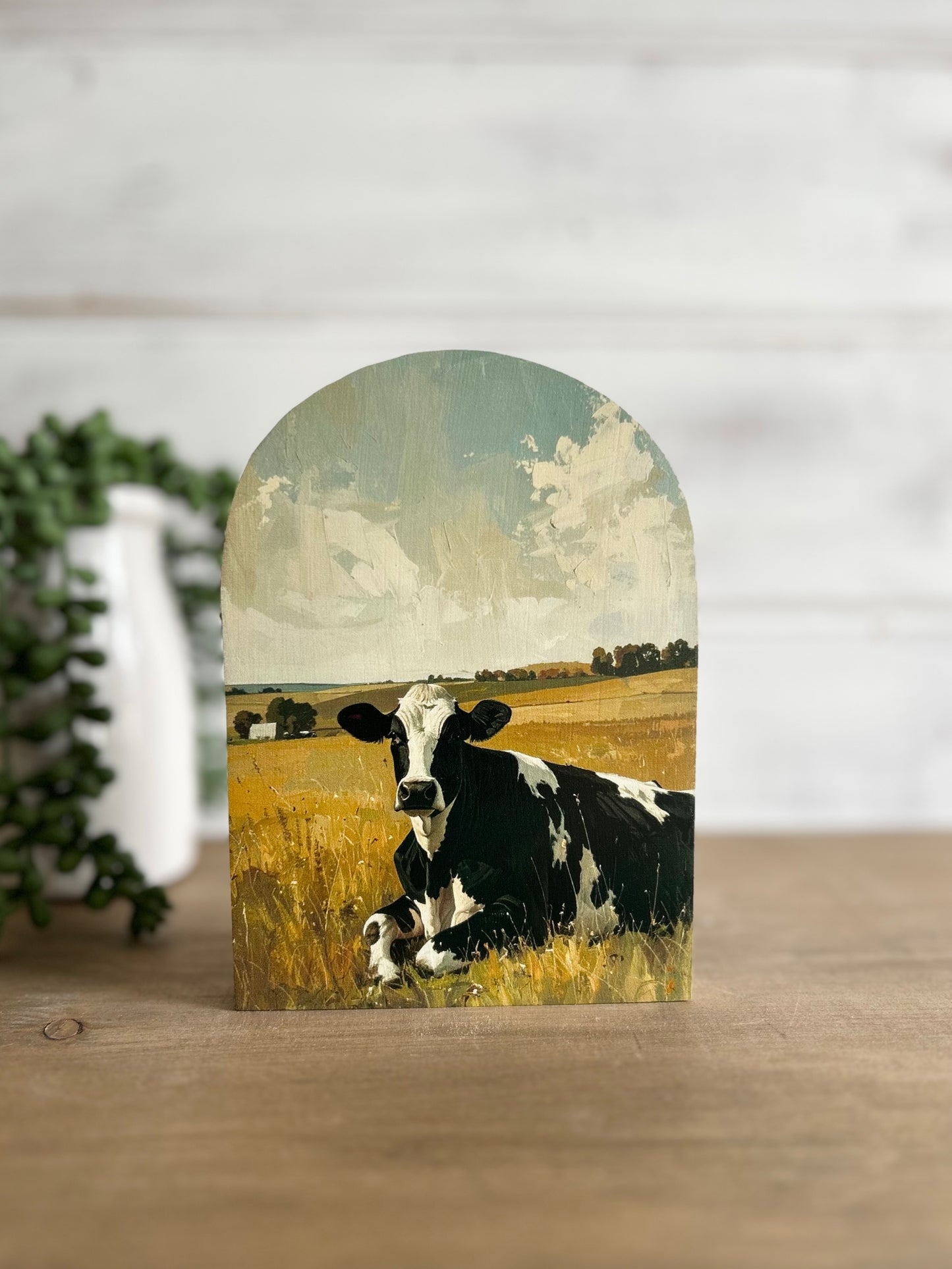 Cow in Pasture Wood Arch - Country Farmhouse Decor