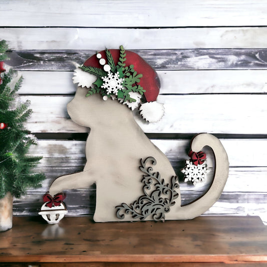 wood Christmas cat