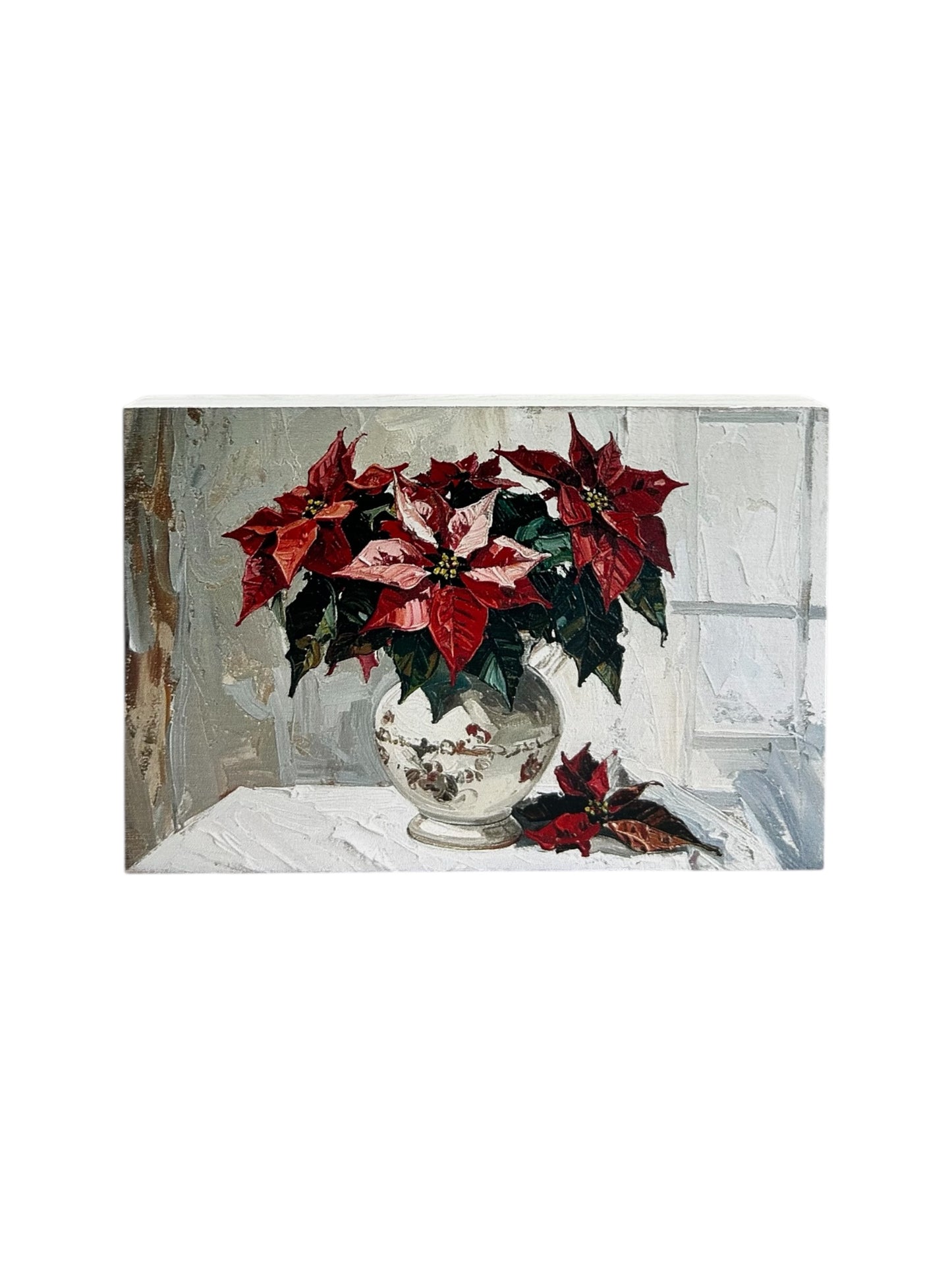 Poinsettias in a Vase- Wood Sign Painting Christmas Decor