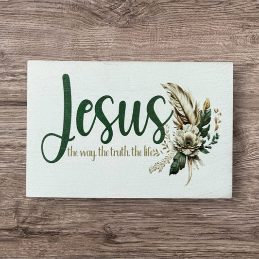 Jesus- The Way The Truth - Wood Faith Based Scripture Magnet