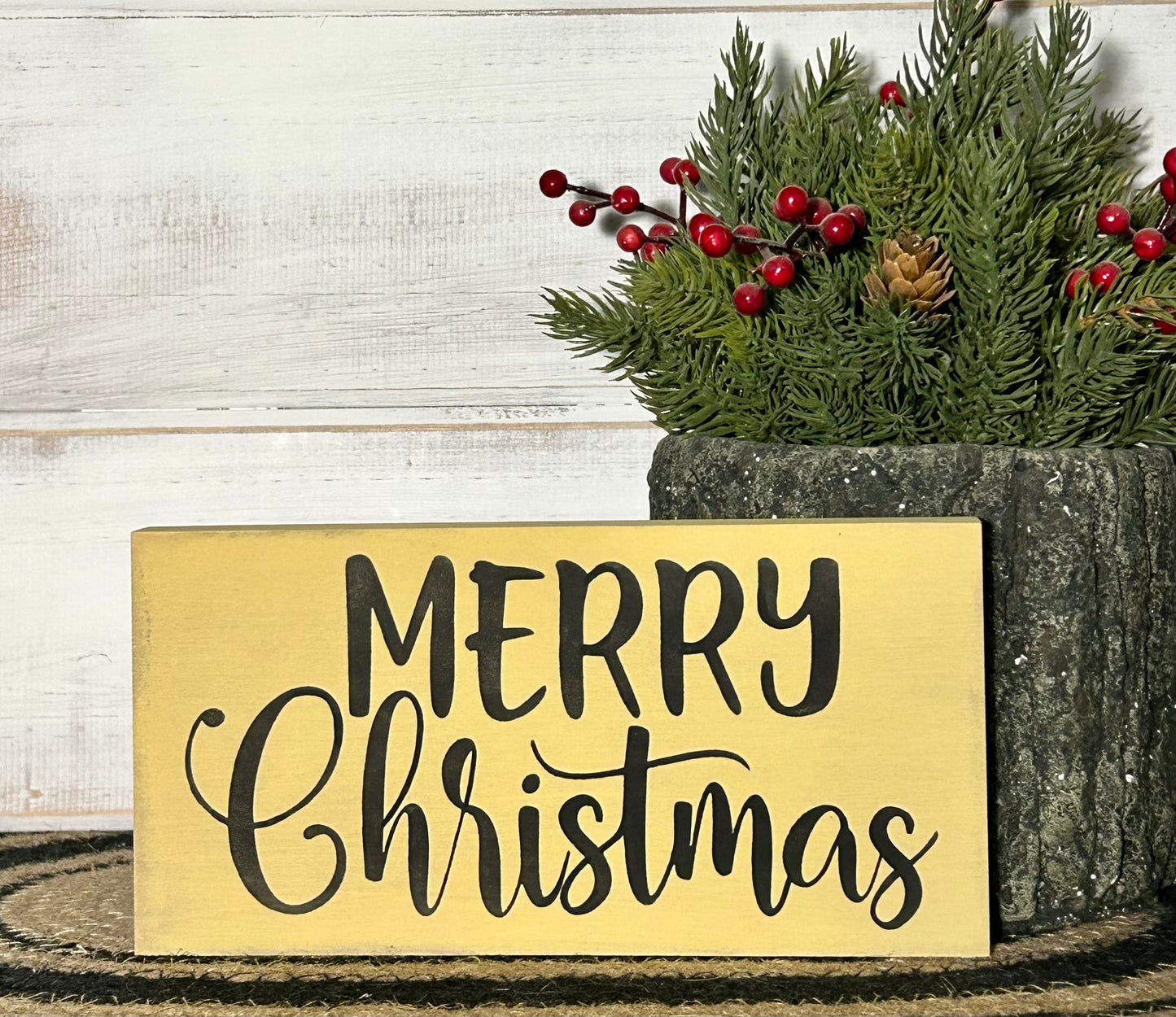 Merry Christmas - Holiday Wood Shelf Sitter
