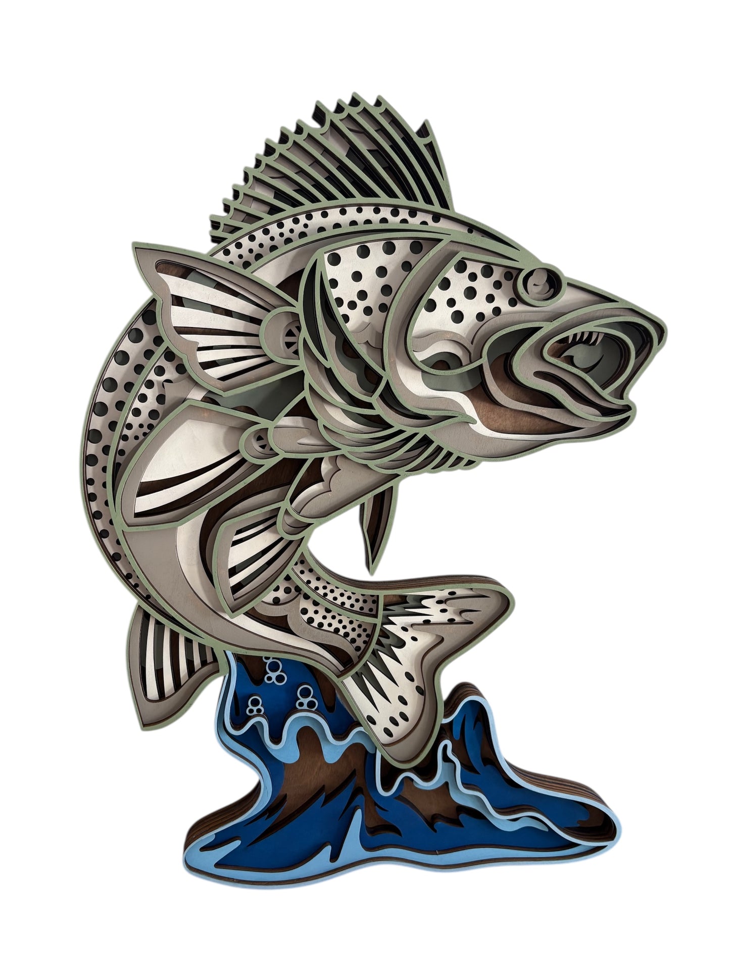 Layered Wood Fish Out of Water - Wall Decor