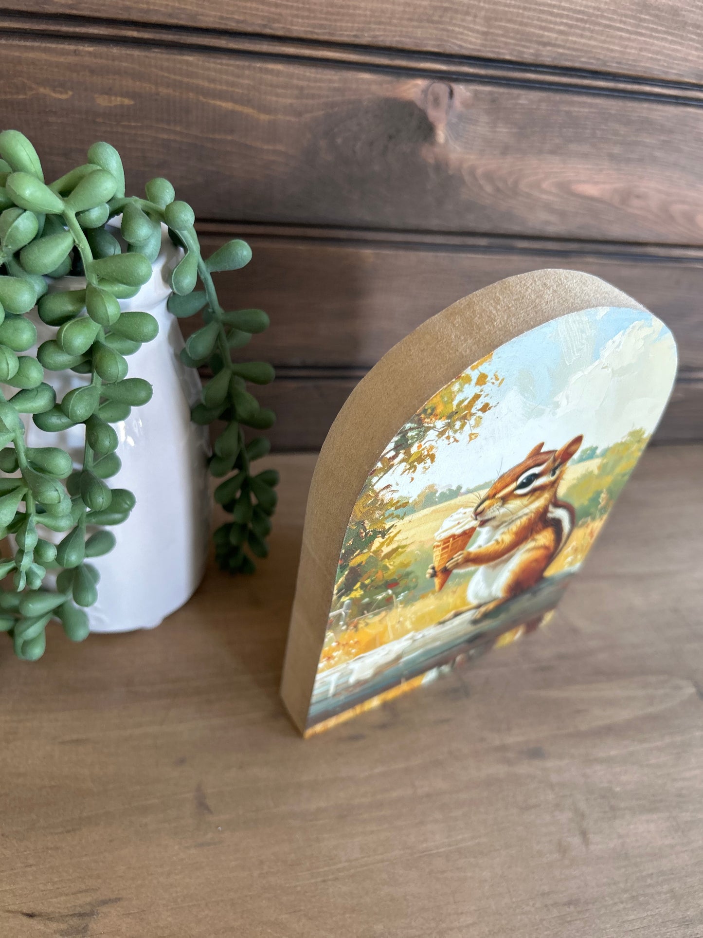 Squirrel Having Ice Cream Wood Arch- Farmhouse Country Decor