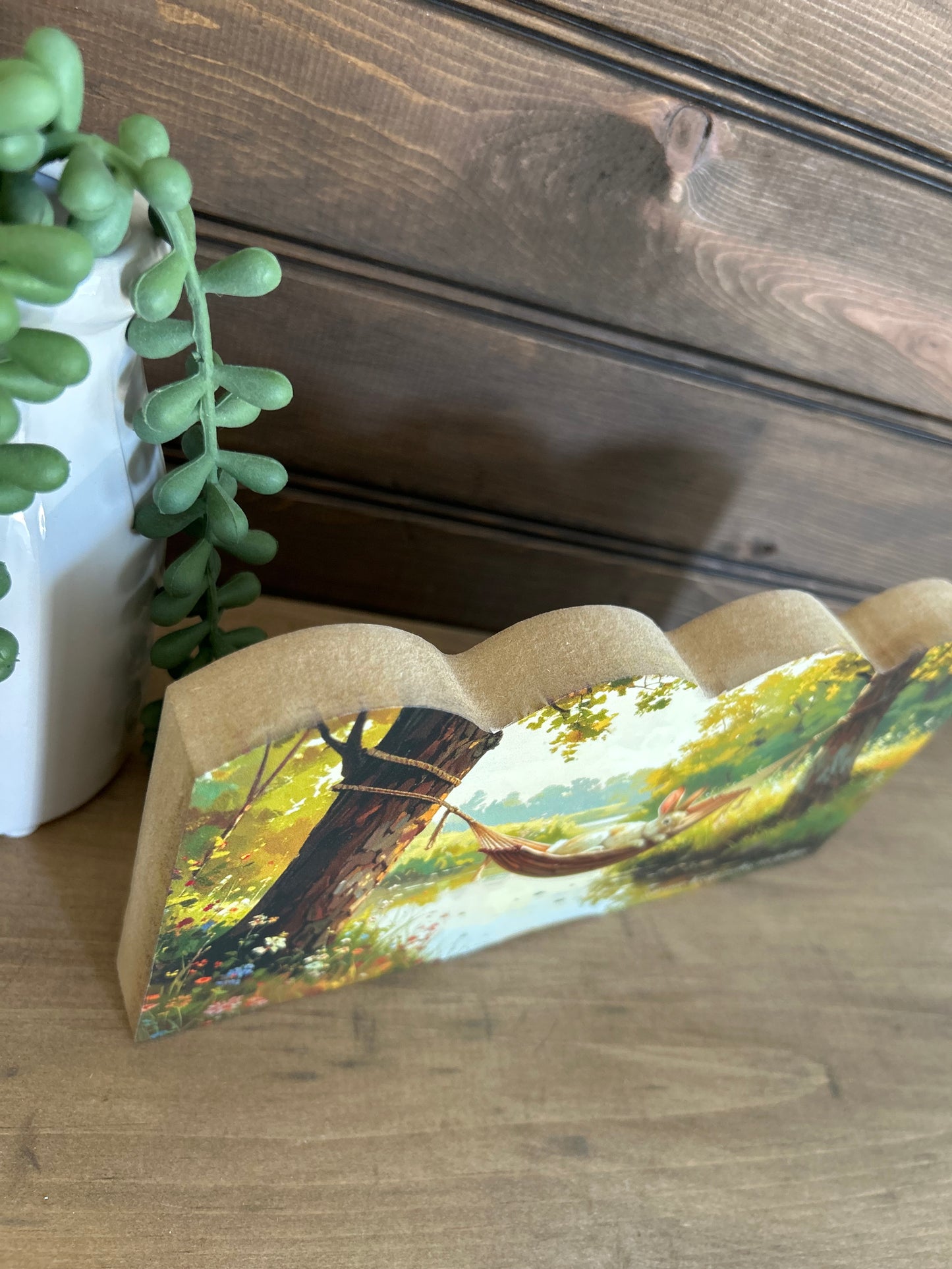 Summer Breeze Bunny - Rustic Decor Scalloped Wood Sign