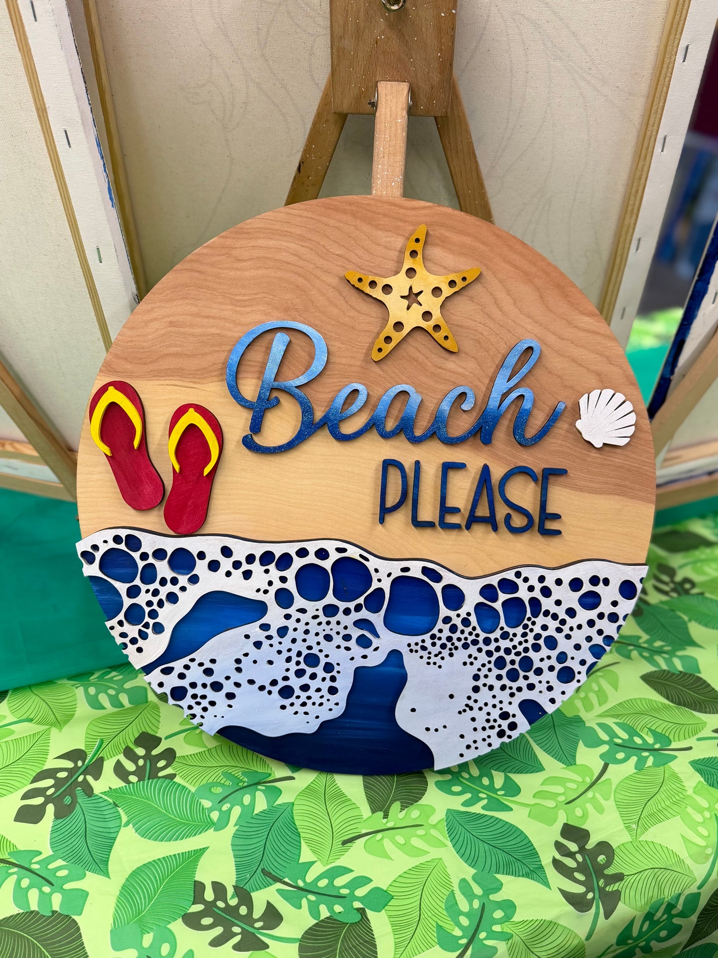 Beach Please DIY Wood Layered Round