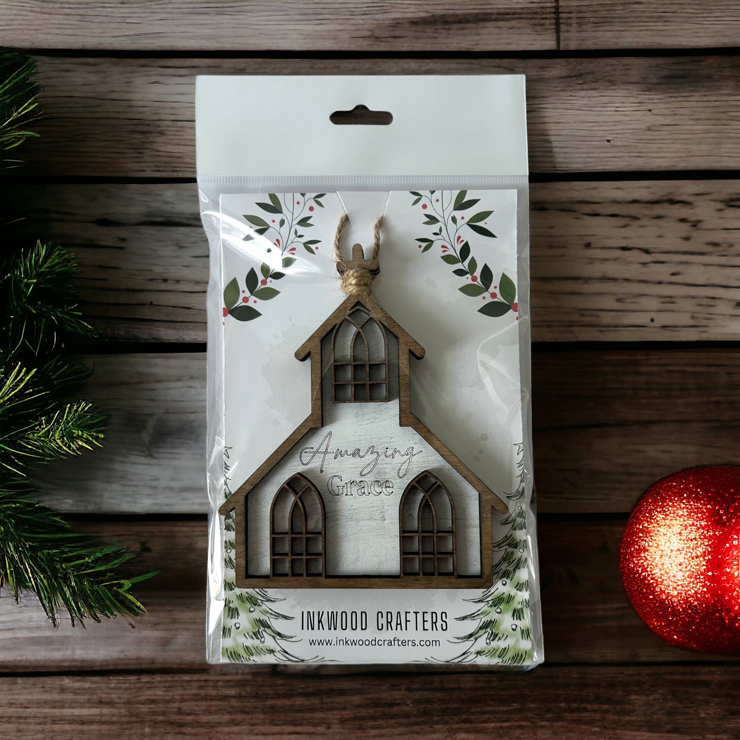 Amazing Grace Layered Wood Christmas Ornament