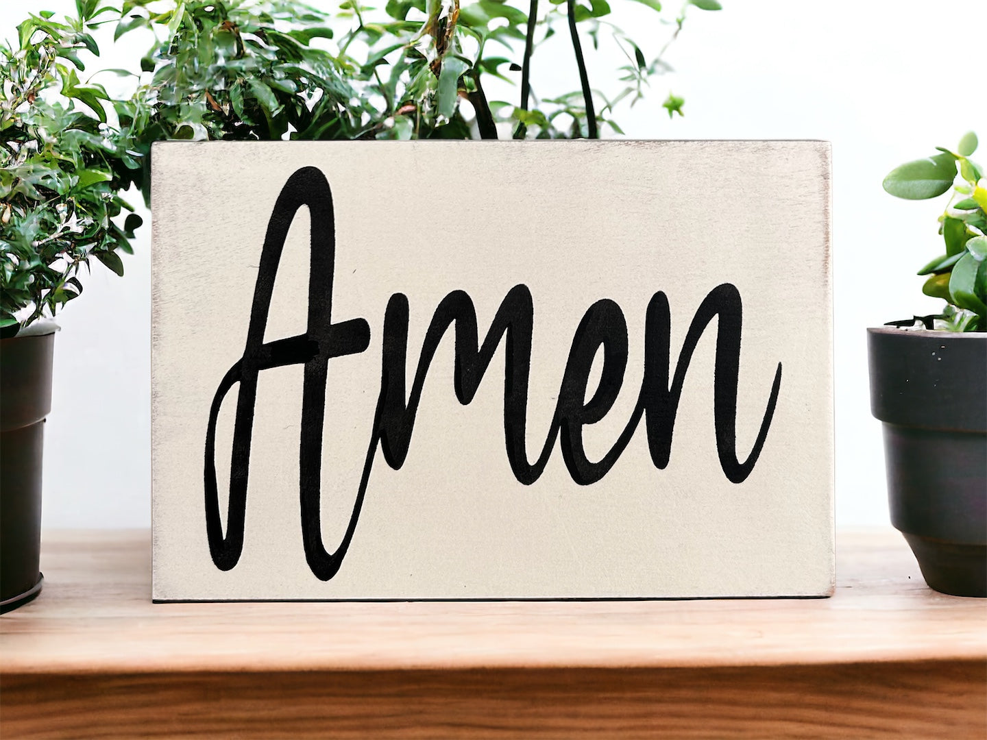"Amen" wood sign