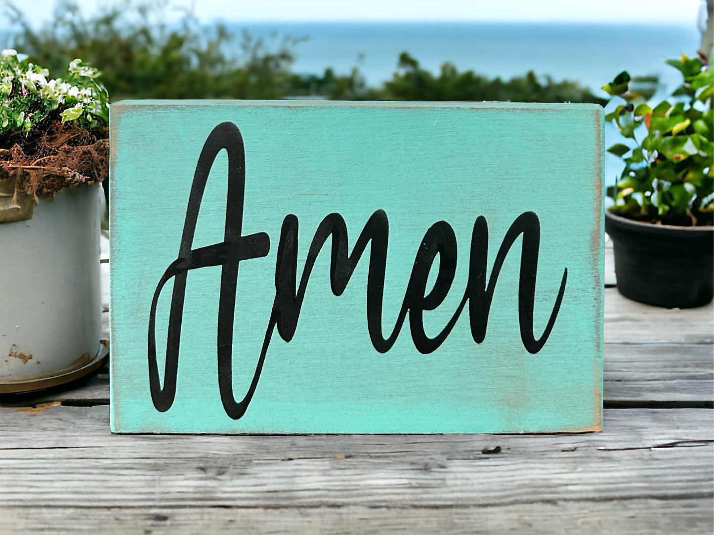 "Amen" wood sign