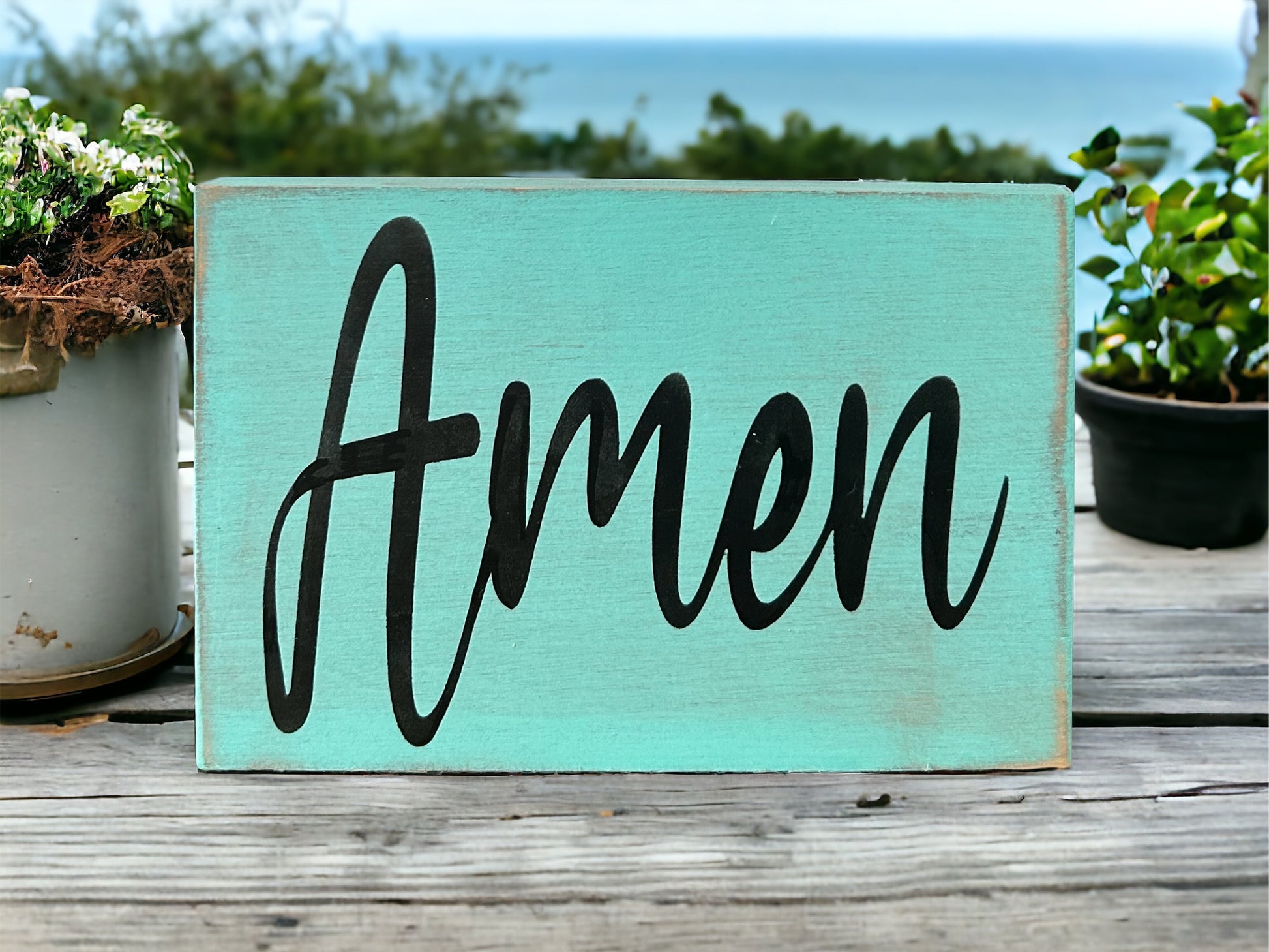"Amen" wood sign