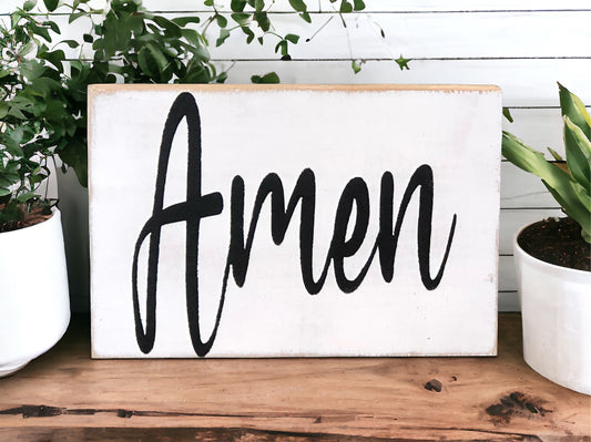"Amen" wood sign