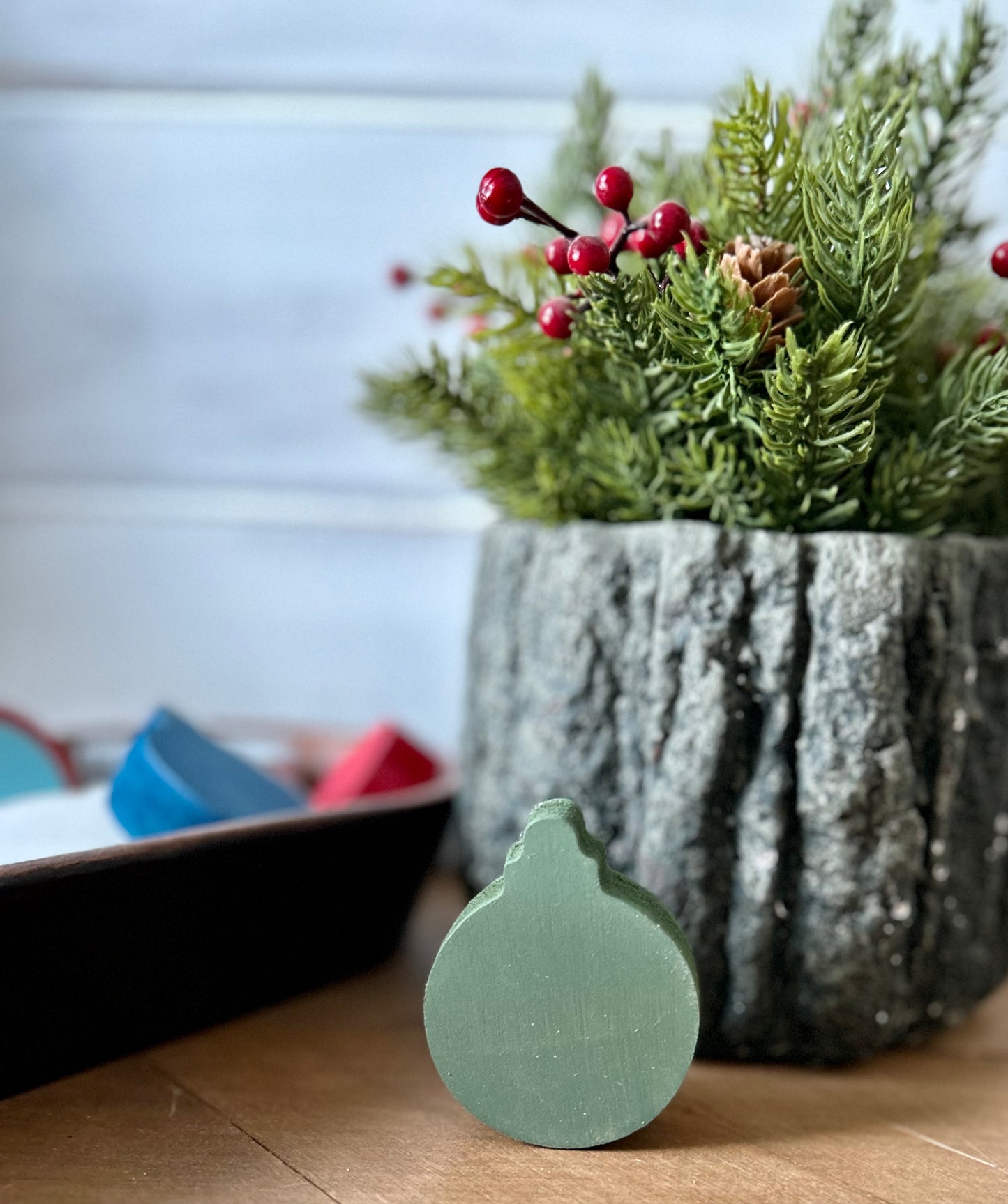 small round wood ornament
