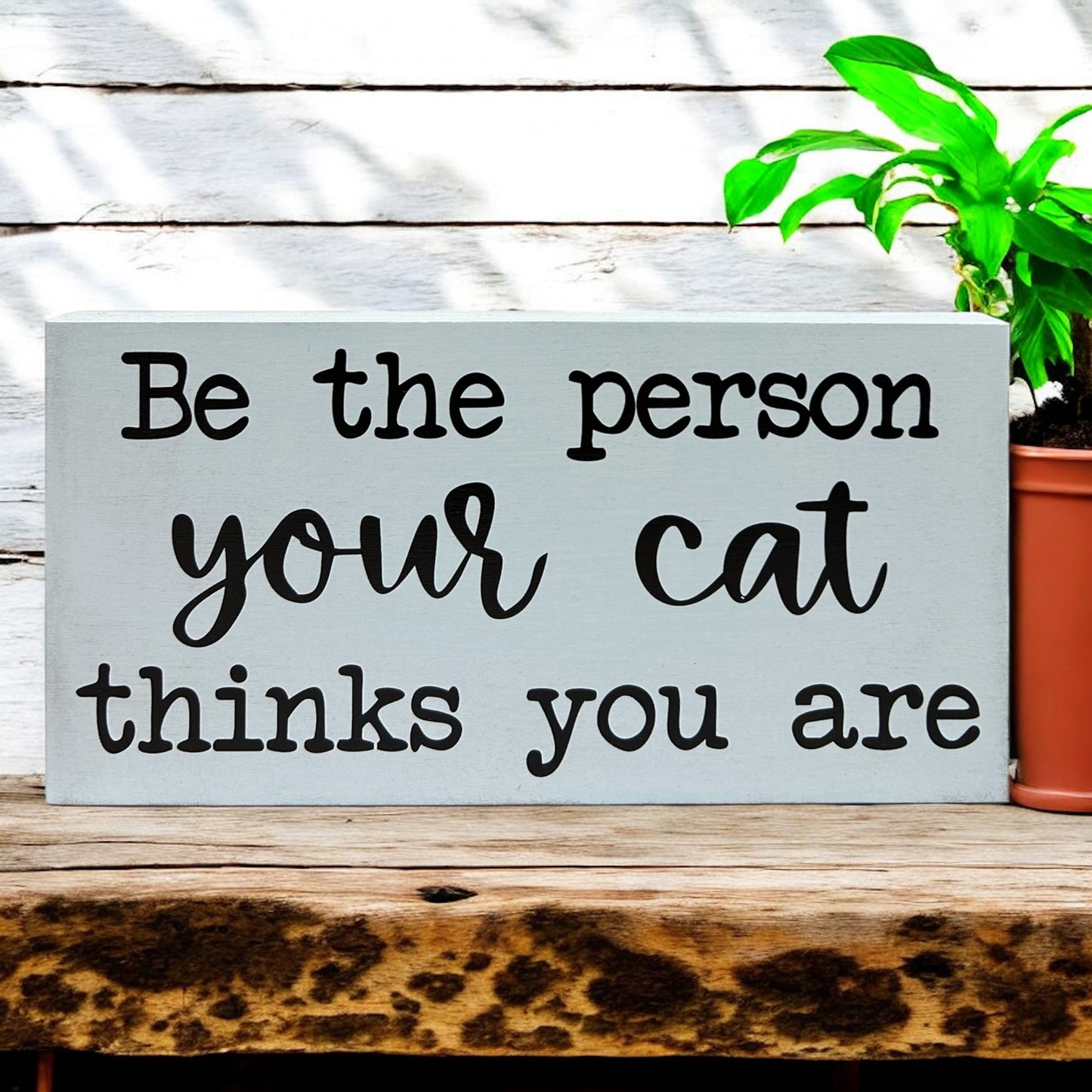 Be the Person Your Cat Thinks You Are - Rustic Shelf Sitter