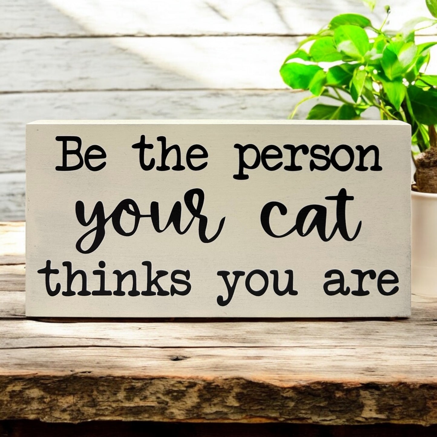 Be the Person Your Cat Thinks You Are - Rustic Shelf Sitter