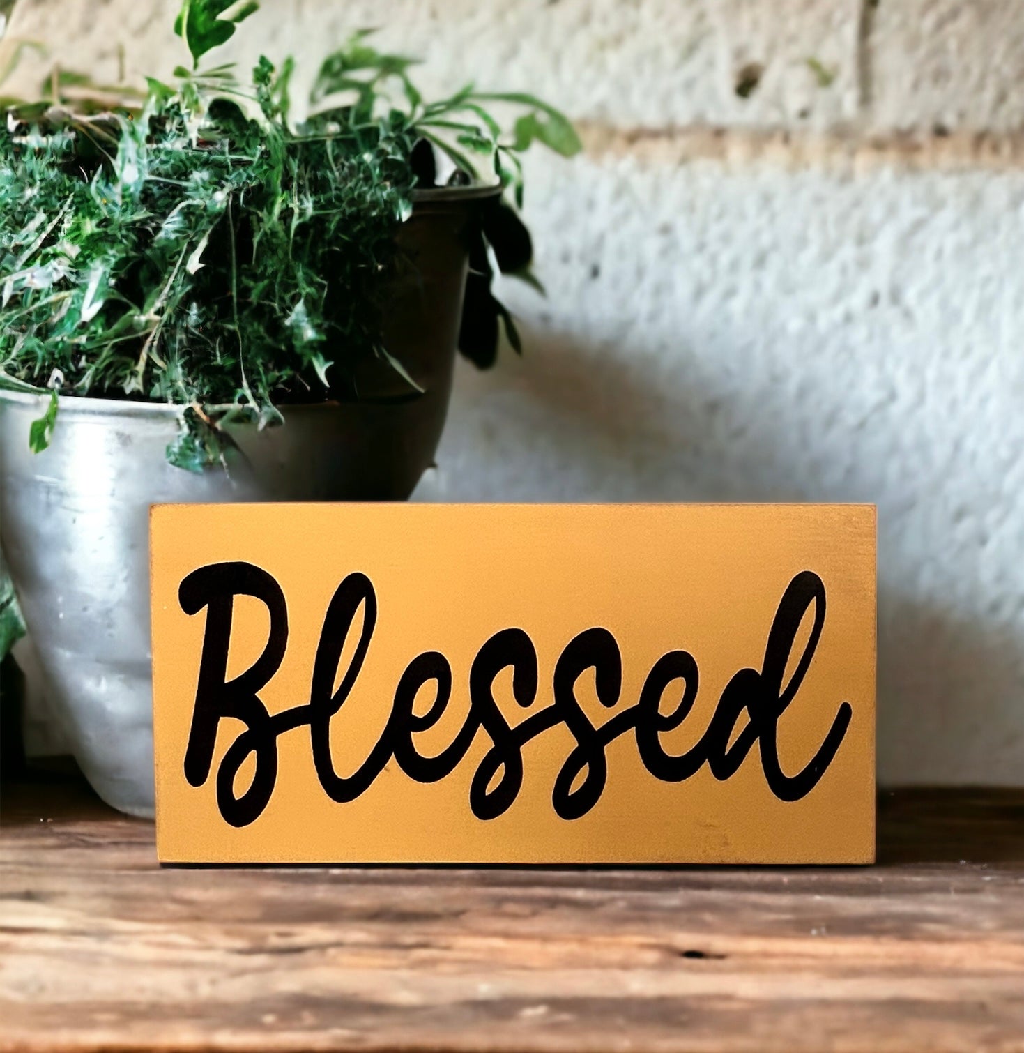 "Blessed" wood sign