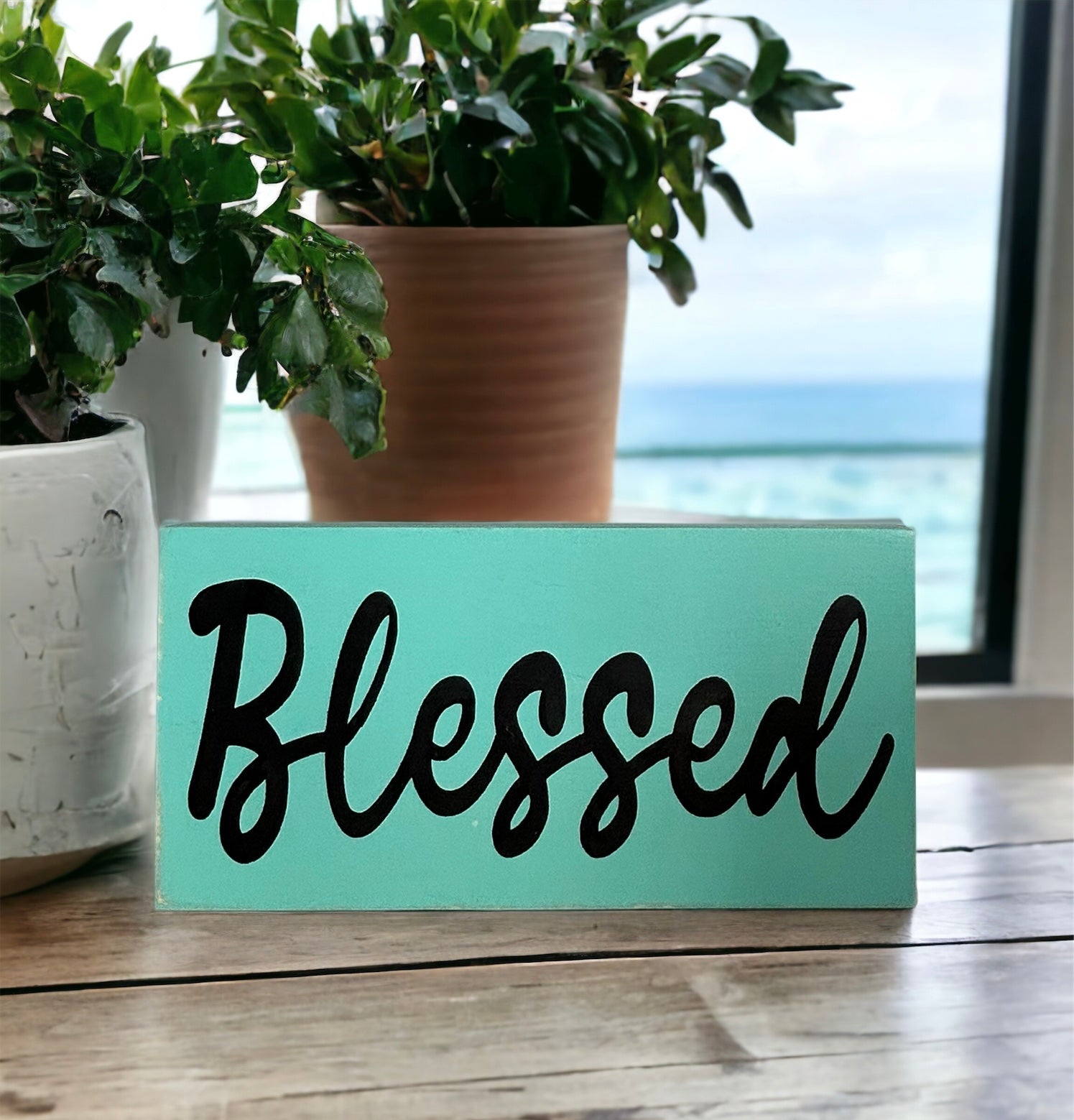 "Blessed" wood sign