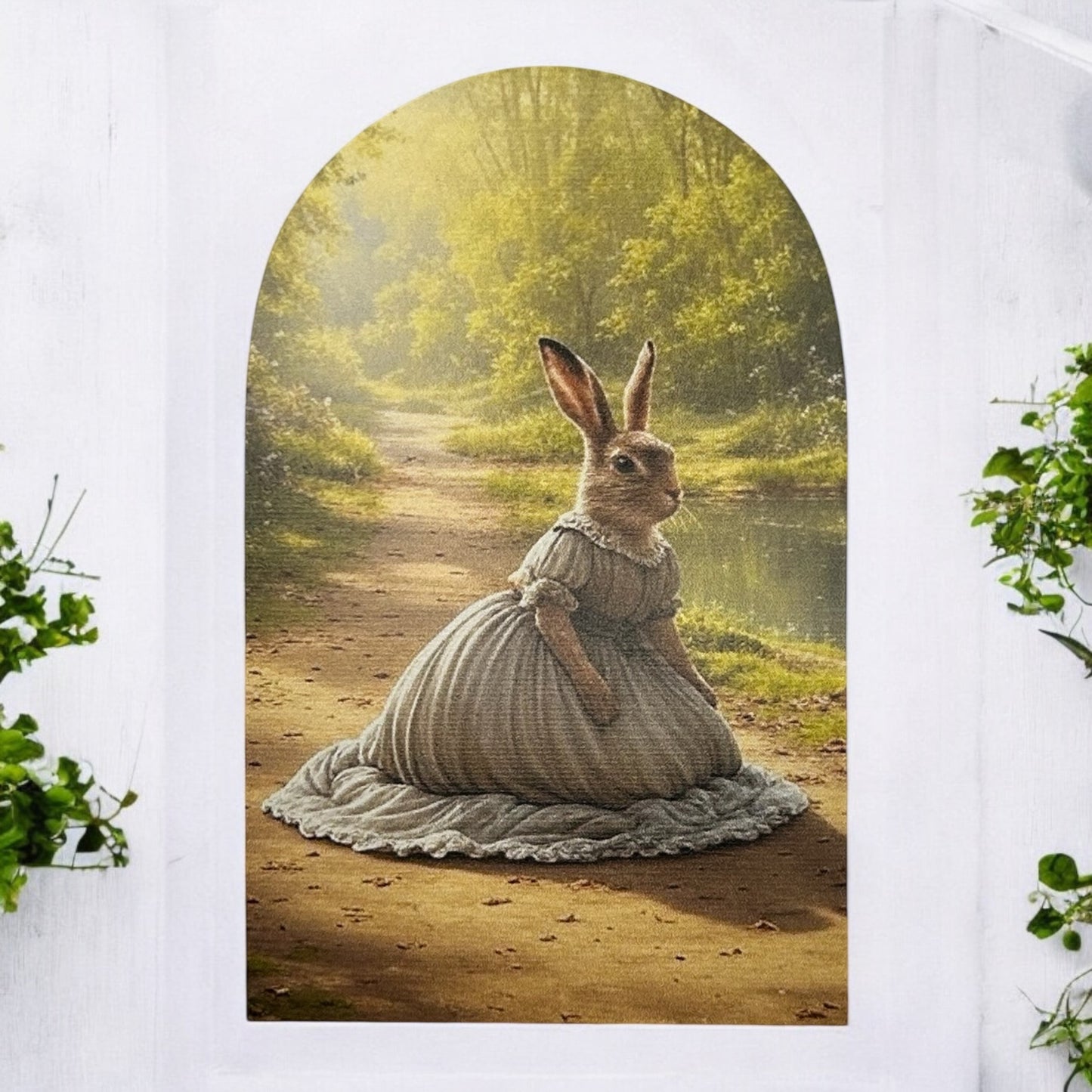 Bunny in Dress - Printed Wood Arch - Spring 2025 Decor