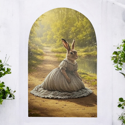 Bunny in Dress - Printed Wood Arch - Spring 2025 Decor