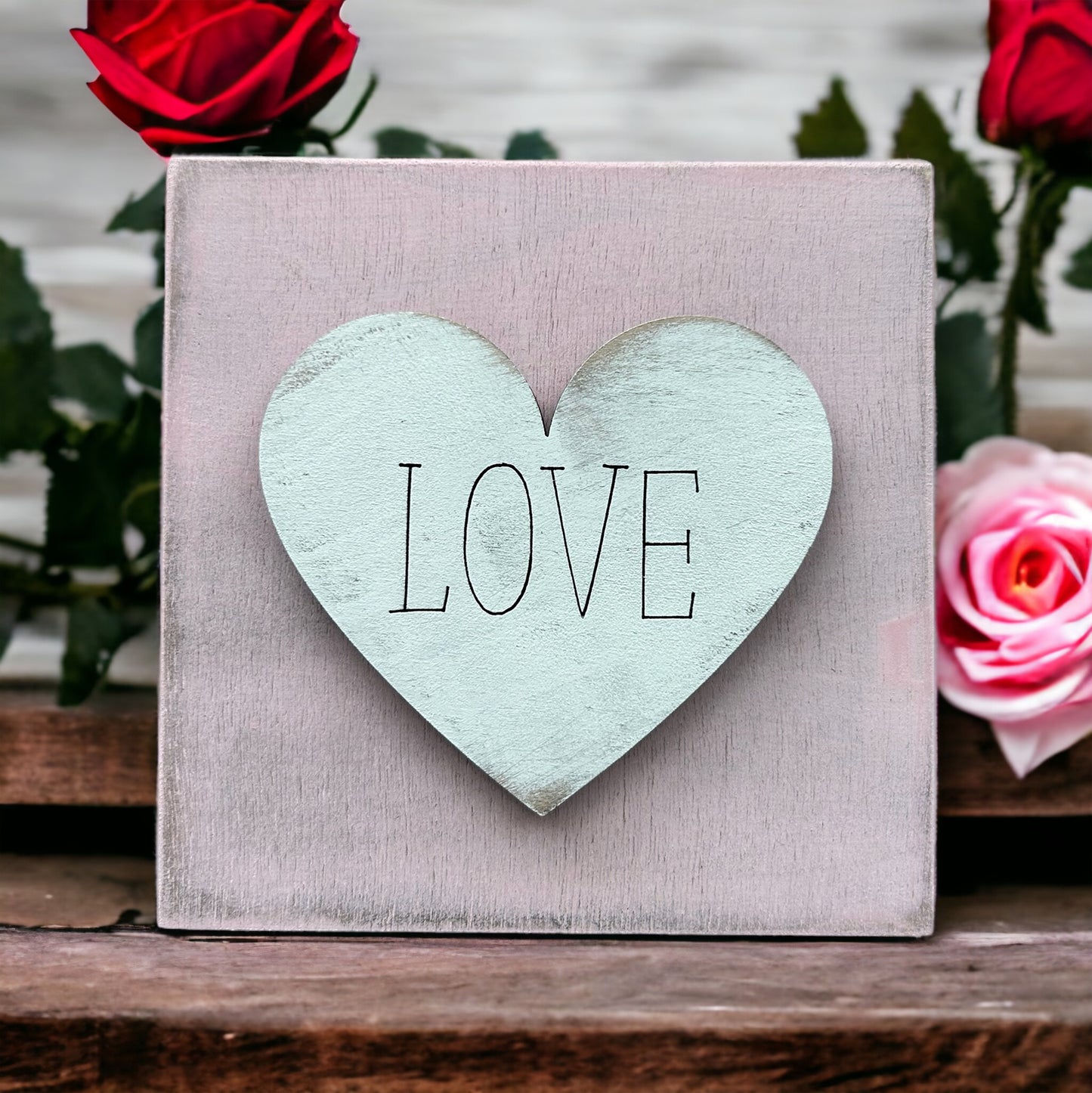 Rustic Wood heart "Love" decor