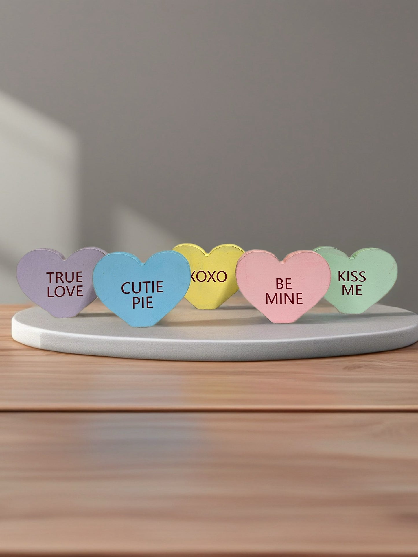 Wood Candy Hearts - Valentine’s Day Decor - Set of 5