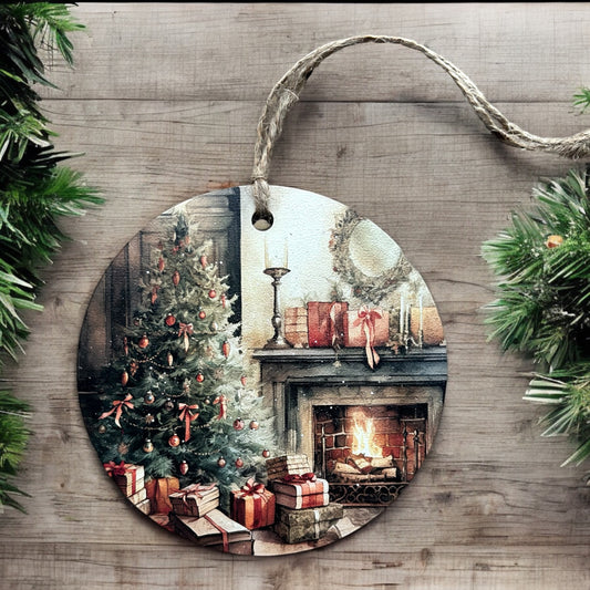 Christmas Morning - Vintage Style Wood Holiday Ornament