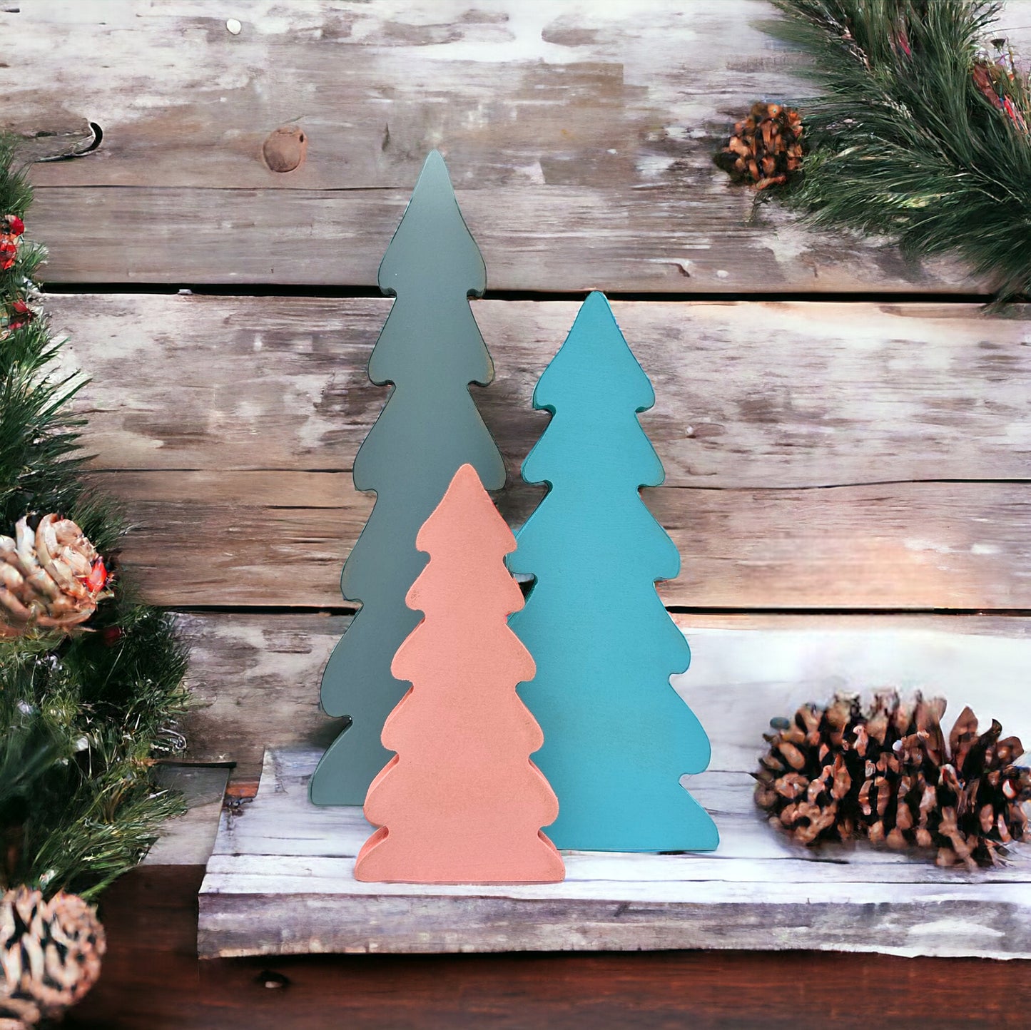 Christmas Decor Skinny Tree Set - Wood Trees Set of 3