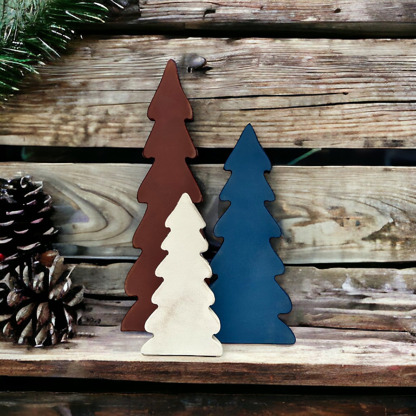 Christmas Decor Skinny Tree Set - Wood Trees Set of 3